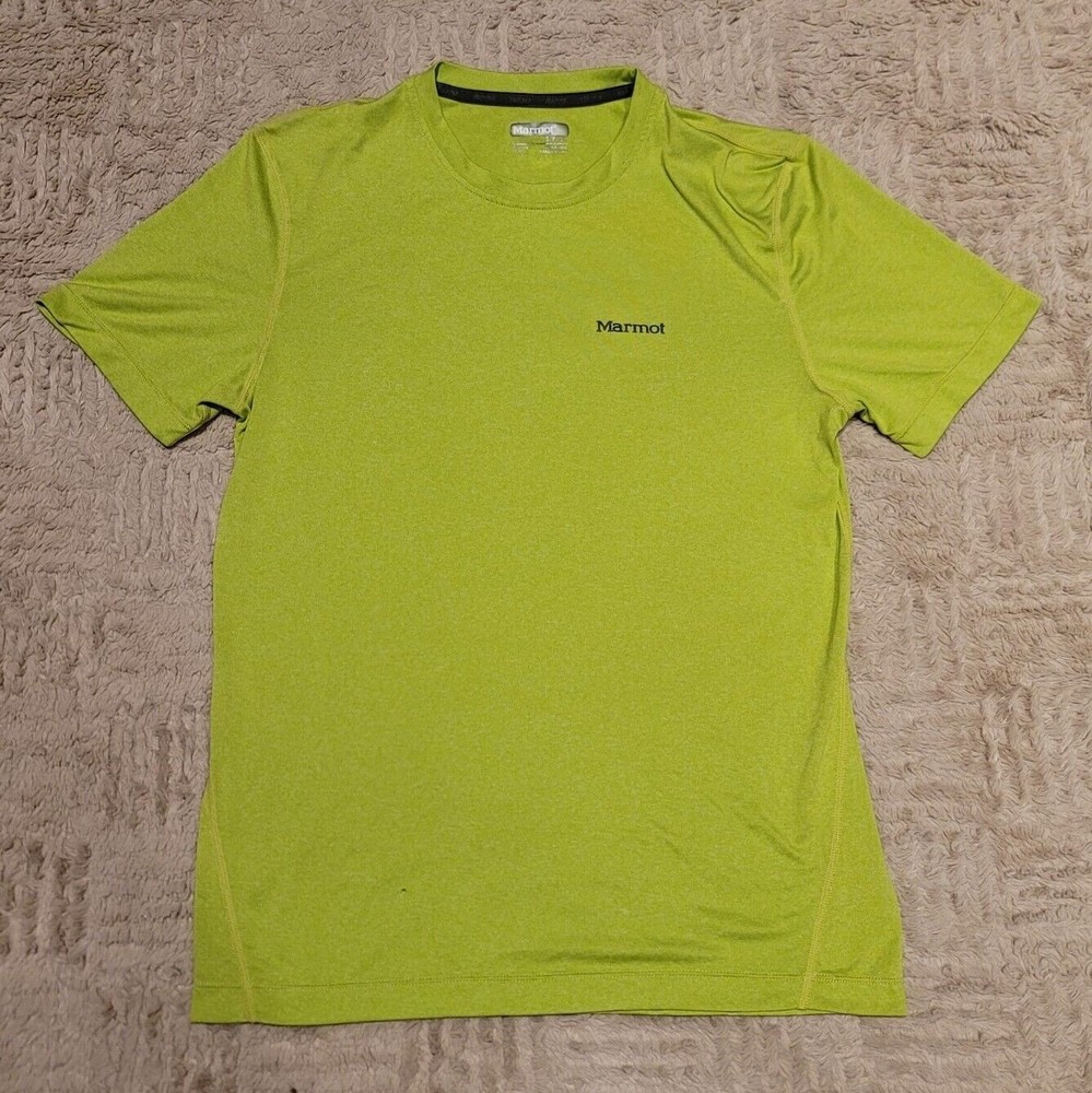 Marmot Size S Mens Lime Green Performance Active Short Sleeve Crew T-Shirt Top